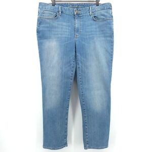 Eddie Bauer Women Jeans Slightly Curvy 16 Blue Medium Wash Stretch Straight